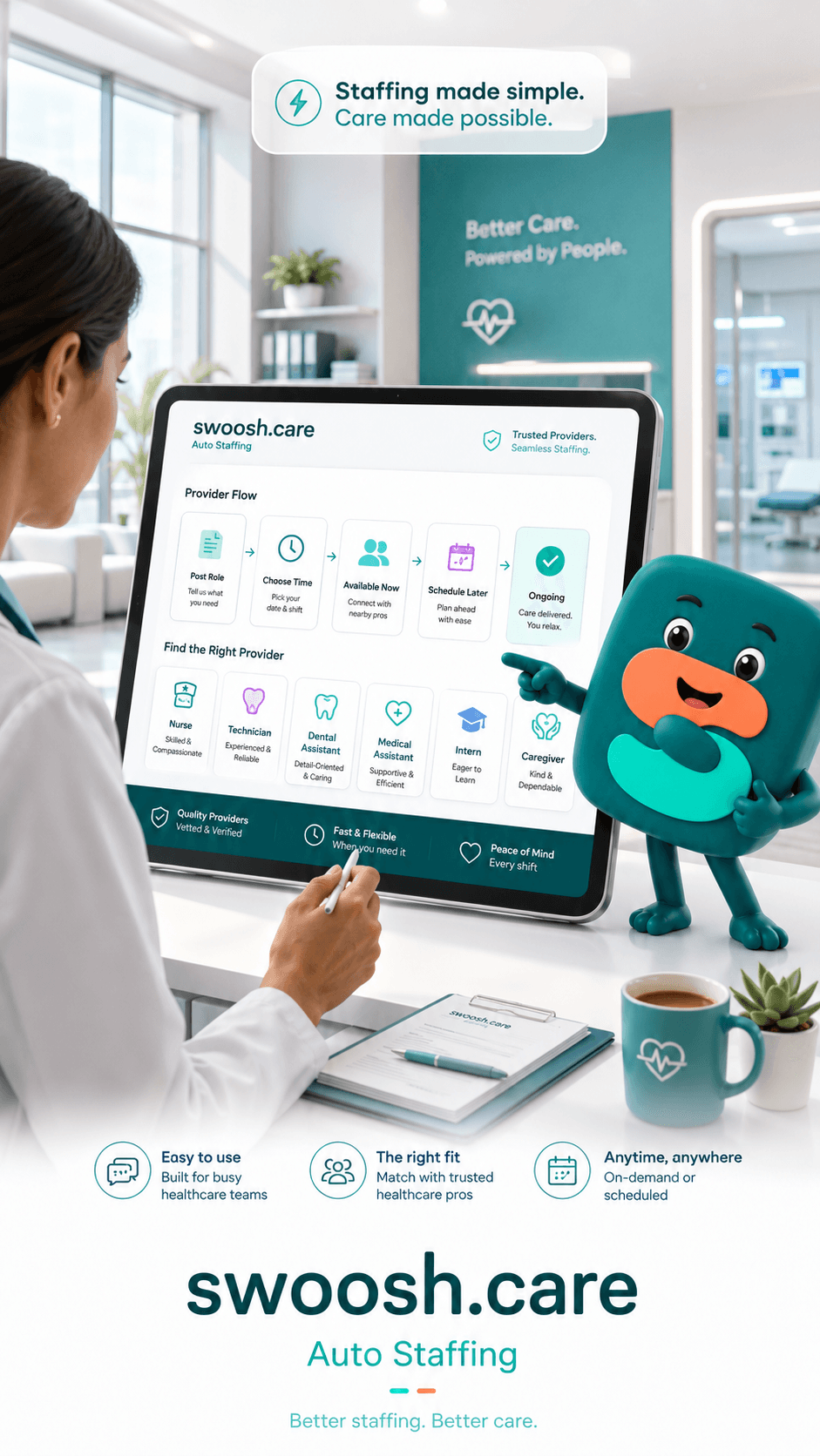 Auto Staffing provider flow - post role, choose time, get matched