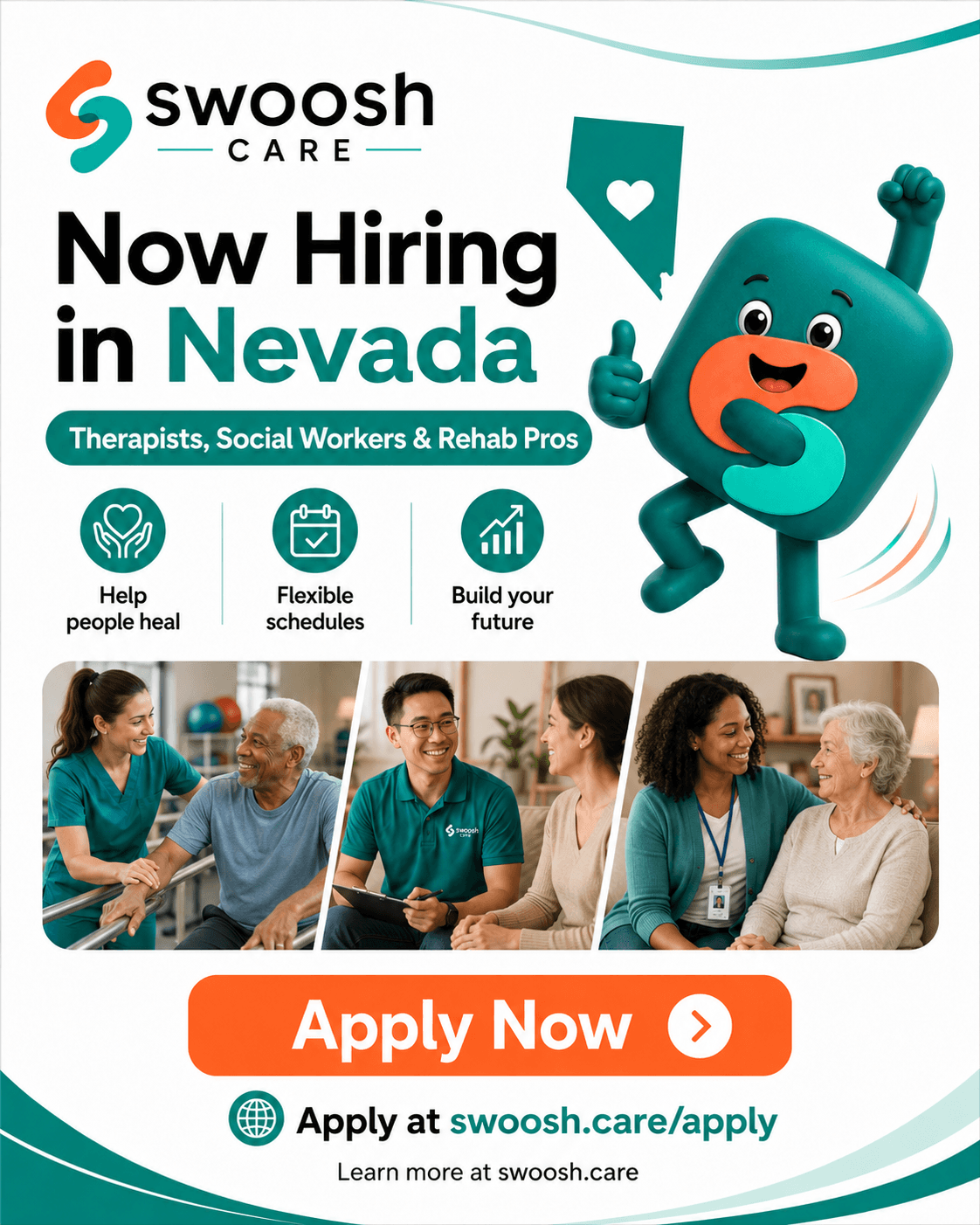 Swoosh Care now hiring therapists, social workers, and rehab professionals in Nevada