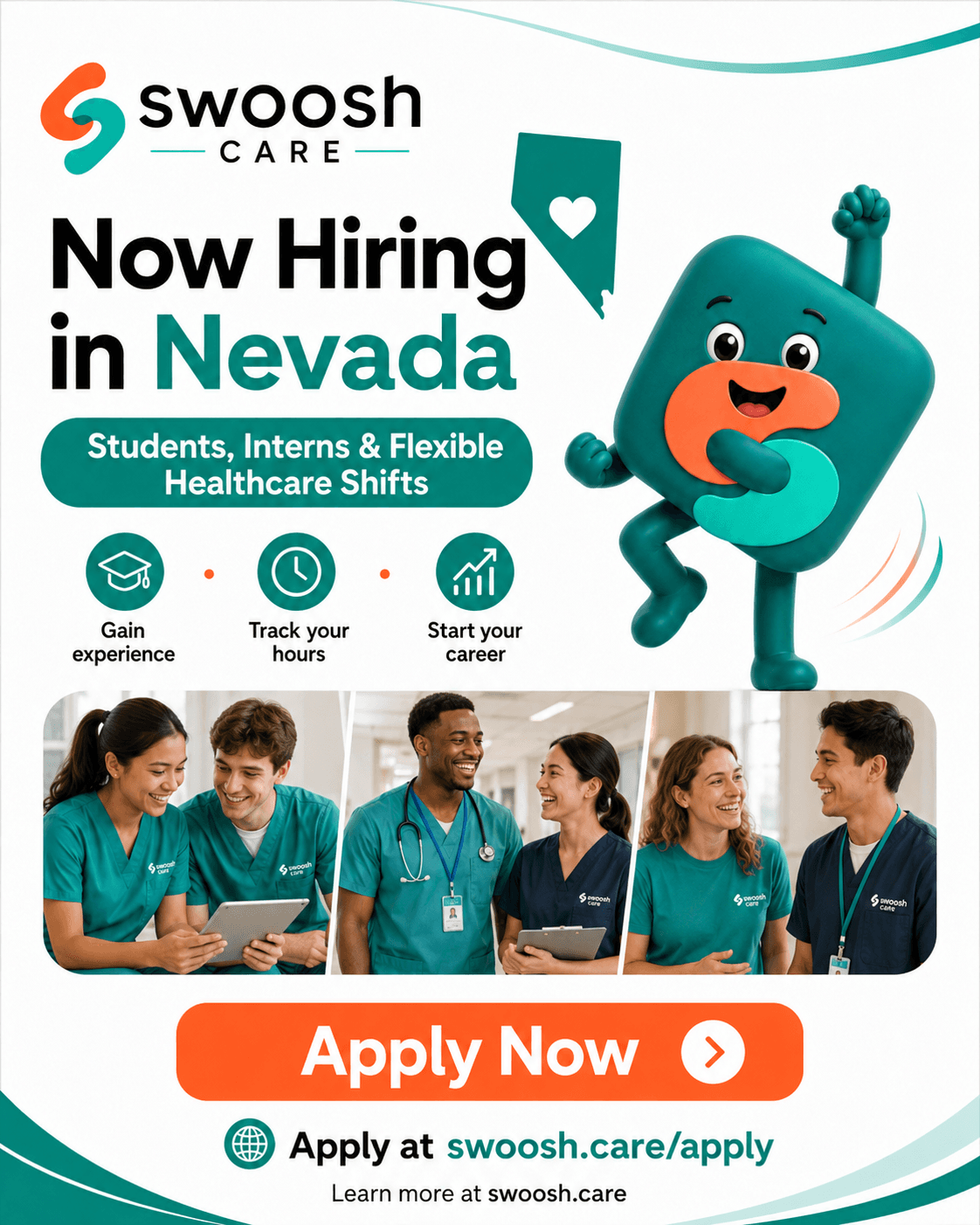 Swoosh Care now hiring students, interns, and flexible healthcare shifts in Nevada